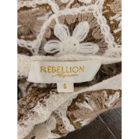 Granny Square Top Womens SZ Small Crochet Boxy Crop Hippie Bohemian Cottage - Picture 8 of 9